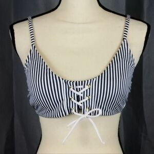 Xhilaration Bikini Top, Black And White Striped, Size L